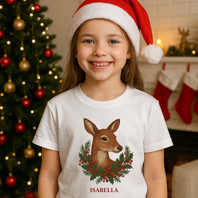Rustiska broderier Hjort & Helgdag christmas T Shirt (Skapare uppladdad)
