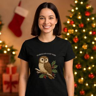 Rustiska broderier jul Uggla med svart Holly T Shirt