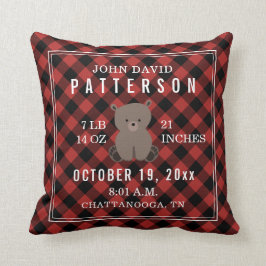 Rustiska Buffalo Plaid Bear Baby Kudde