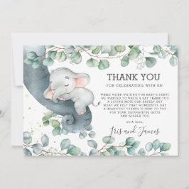 Rustiska Chicen Greenery Elephant Baby Shower Girl Tack Kort