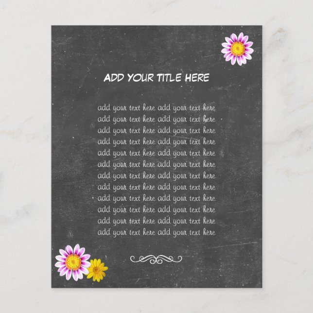 Rustiska Daisy Flowers & Chalkboard Flyers (Framsidan)
