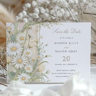 Rustiska Daisy Spara datum Bröllop Inbjudningar