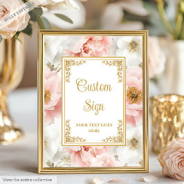 Rustiska dammiga rosa blommor med guld accents 8x1 poster