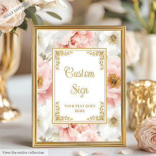 Rustiska dammiga rosa blommor med guld accents 8x1 poster