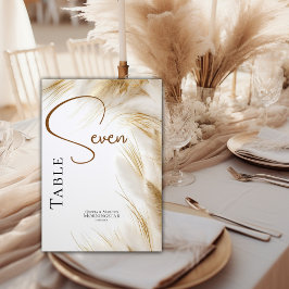 Rustiska Eleganten Bohemian Blommigt Guld Pampas Bordsnummer