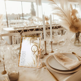 Rustiska Eleganten Bohemian Blommigt Guld Pampas Bordsnummer