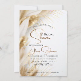 Rustiska Eleganten Bohemian Blommigt Guld Pampas Inbjudningar