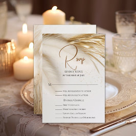 Rustiska Eleganten Bohemian Blommigt Guld Pampas OSA Kort