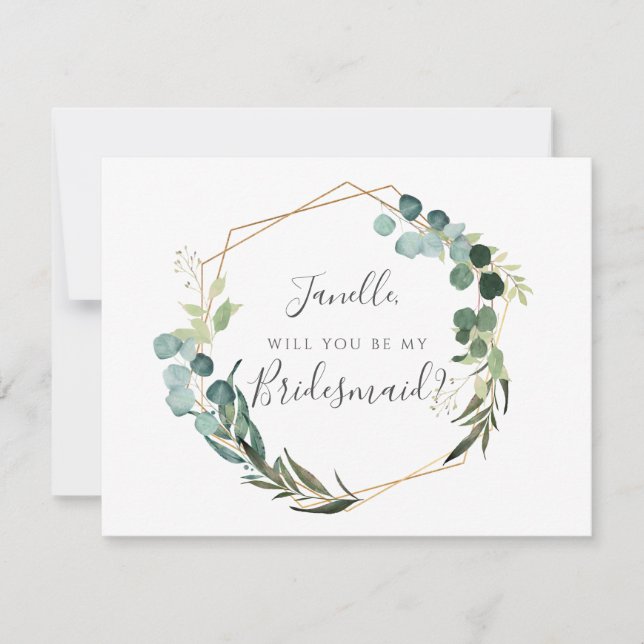 Rustiska eukalyptus ska vara min DIY Bridesmaid Inbjudningar (Framsida)