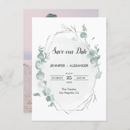 Rustiska eukalyptus sparar datumkortet inbjudningar