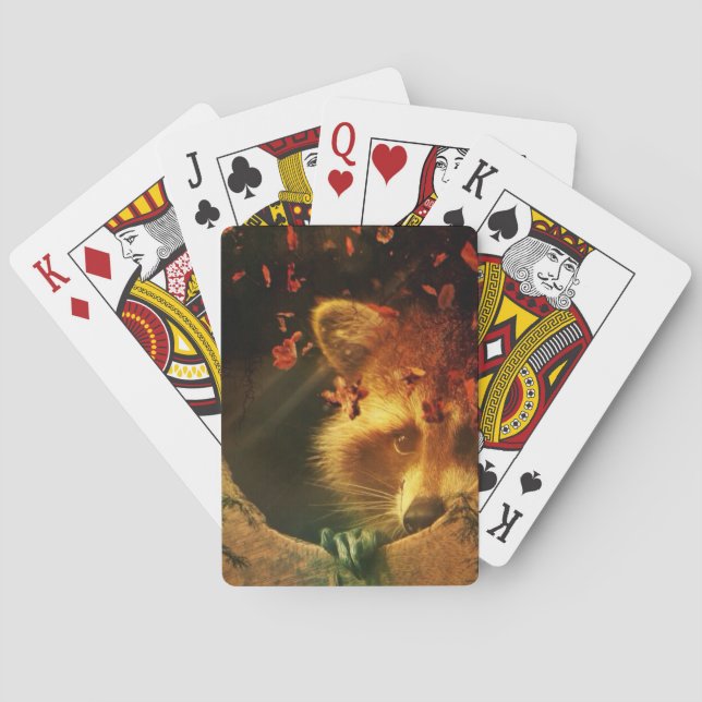 Rustiska fall orange höst löv skogskläder casinokort (Baksidan)