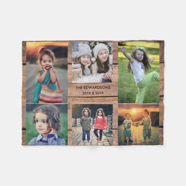 Rustiska familjesammanfolie 6 foton, namn av famil fleecefilt (Framsidan (Horisontell))