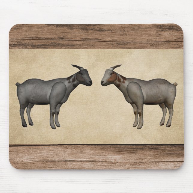 Rustiska getter och träkorn musmatta (Framsidan)