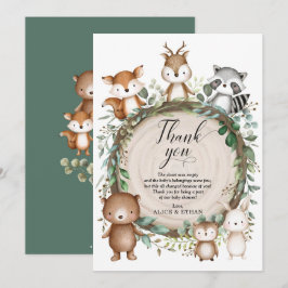 Rustiska gröna trädsdjur Babyskor Favoriter Tack Kort