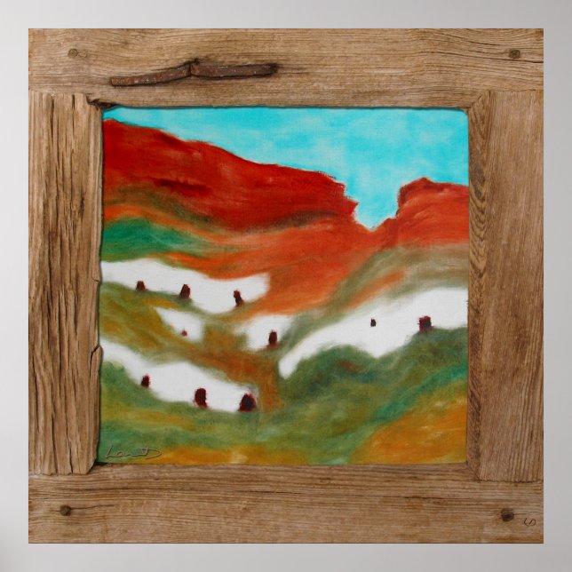 Rustiska grottgårdar landskap poster tryckning (Framsidan)