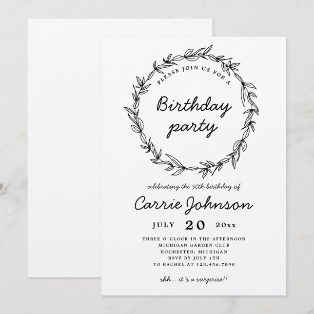 Rustiska havandeskapet födelsedagsfest inbjudan (Fram/baksida)