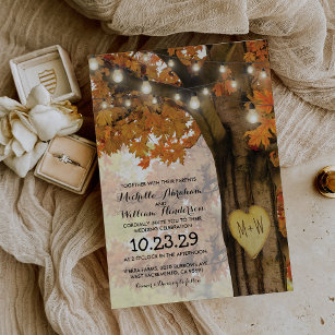 Rustiska hösten Träd-tinkle Ljus Bröllop Inbjudningar