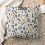 Rustiska höstens monogram- fall-bröllop dekorativ  kudde<br><div class="desc">Perfektens gåva till nygifta. Rustic höst löv och kräver dammig blått höst bröllop. Originalteckningar av Caroline Bonne Müller</div>