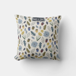 Rustiska höstens monogram- fall-bröllop dekorativ  kudde