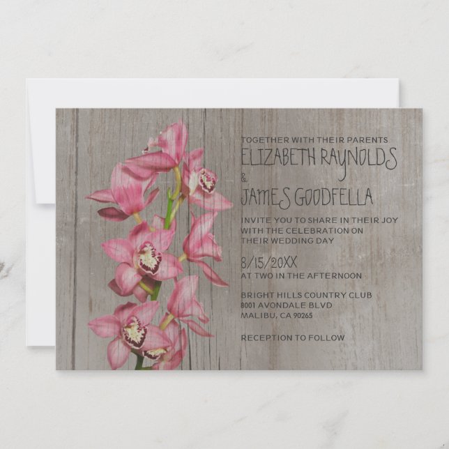 Rustiska inbjudningar till Cymbidium Orchid Weddin (Framsida)