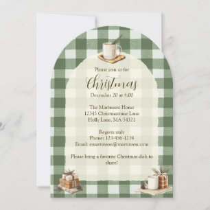 Rustiska julgåvor Mugg Grönt Gingham Arch Inbjudningar