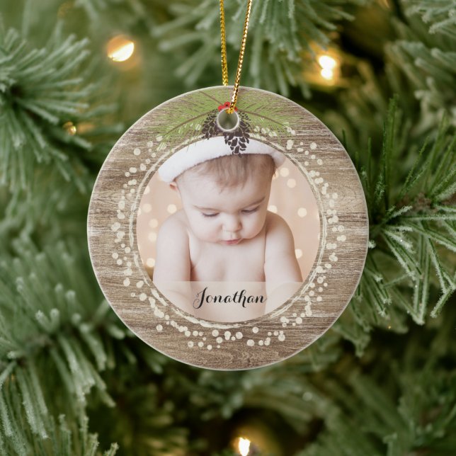 Rustiska julgranarna Gräs Gren & Berries Woodgrain Julgransprydnad Keramik (Träd)