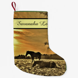 Rustiska julhästar i Personligen snö Liten Julstrumpa