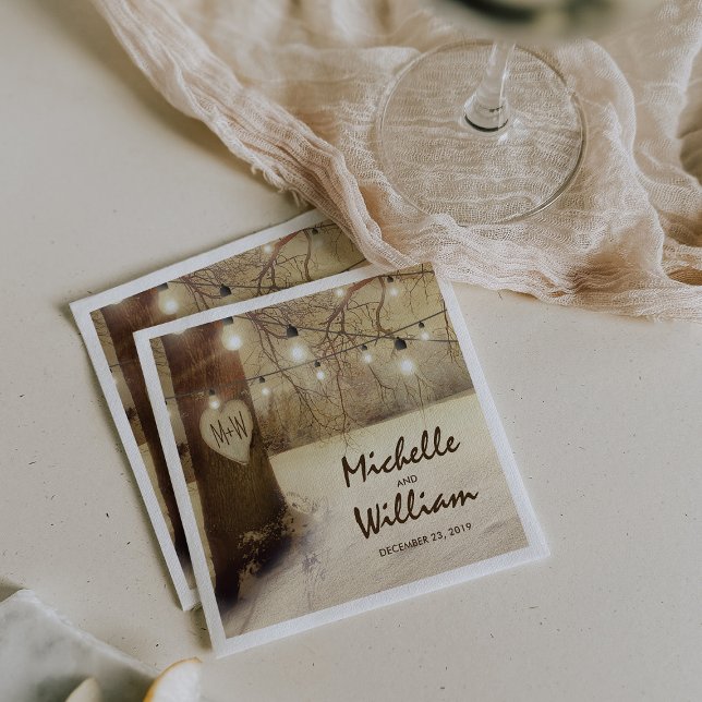 Rustiska julvintern Träd Twinkle Ljus Pappersservett (Skapare uppladdad)