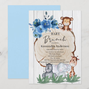 Rustiska jungdjur Blommigt Baby Brunch Inbjudningar