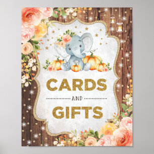 Rustiska kort och presentkort Pumpkin Elephant Bab Poster