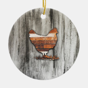 Rustiska kycklingar (Brown) Julgransprydnad Keramik