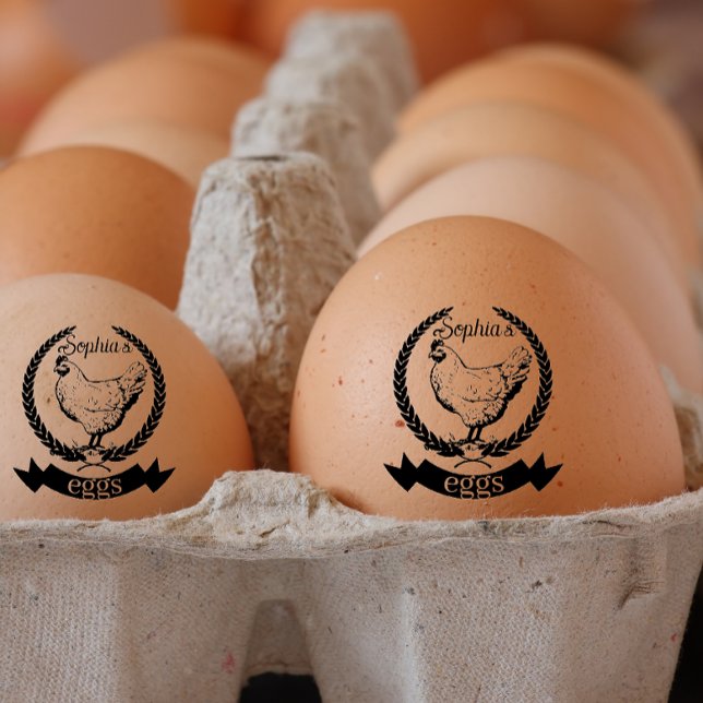 Rustiska kycklingar Personlig Namn Chicken-ägg Stämpel (personalized egg stamp)