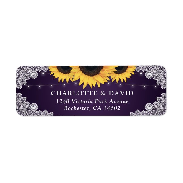 Rustiska Lila Snöre SolrosReturetiketter Returadress Etikett (Framsidan)