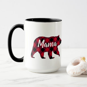 Rustiska Mamman Bear Red Buffalo Plaid Mugg