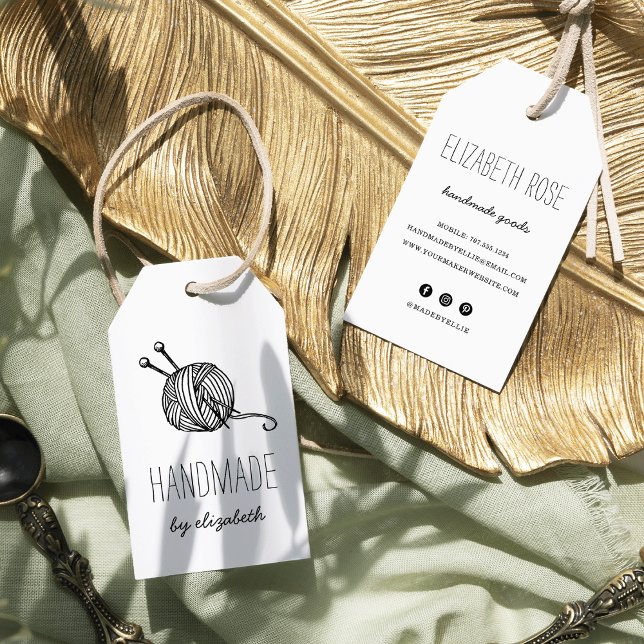 Rustiska Märkre av handgjorda nitting Crafts Kraft Presentetikett (Skapare uppladdad)