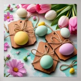 Rustiska märkre av trä med målade Påskägg Poster