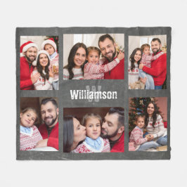 Rustiska monogramfamiljens fotokollage fleecefilt