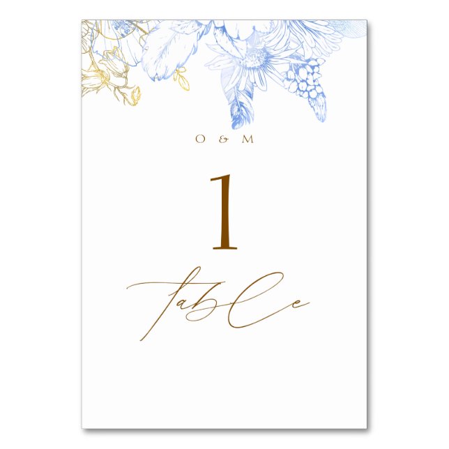 Rustiska och elegant Blommigtarna Ro Guld Bröllop Bordsnummer (Framsidan)