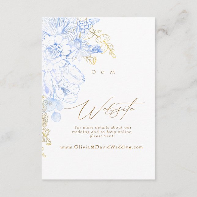 Rustiska och elegant Blommigtarna Ro Guld Bröllop Tilläggskort (Framsida)