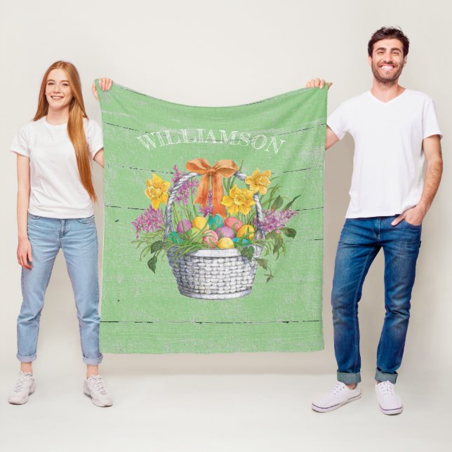 Rustiska Påskägg Blommigt Basket om Grönt Fleecefilt (På plats)