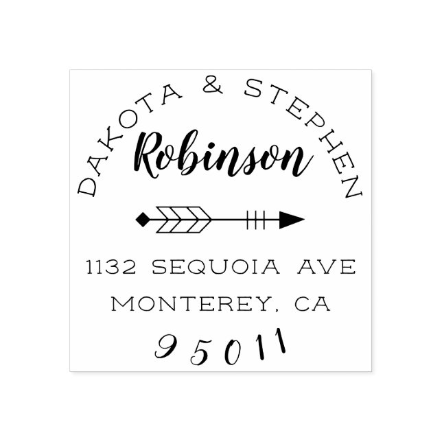 Rustiska pilar och kalligrafi, gifta par Adress Stämpel (Tryck)