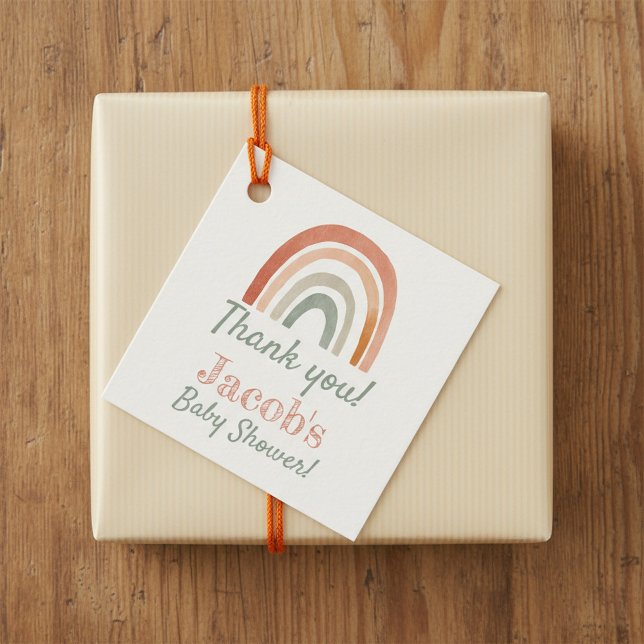 Rustiska regnbågsduschen tack. gåvor etiketter (Rustic rainbow baby shower thank you favor tags.)
