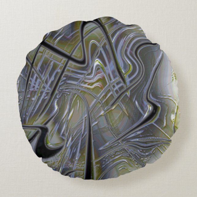 Rustiska röktoblock på en mjuk gulaktig grönt gråt rund kudde (Baksidan)