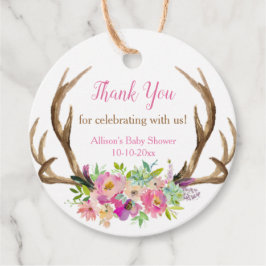 Rustiska rosa blommigt Flickdusch för Gåvor Etiketter