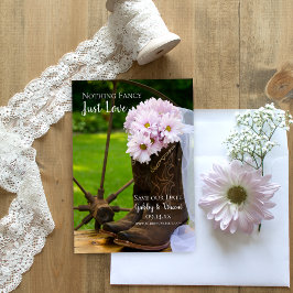 Rustiska Rosa Daisy CowboyBoots Westerna Bröllop Spara Datumet