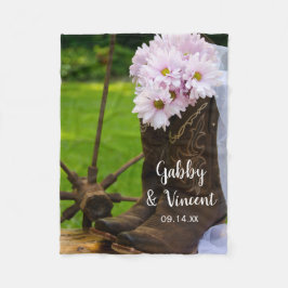 Rustiska Rosa Daisy och Cowboy Boots Bröllop Fleecefilt