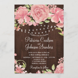 Rustiska rosor och ljus på barrträ inbjudningar