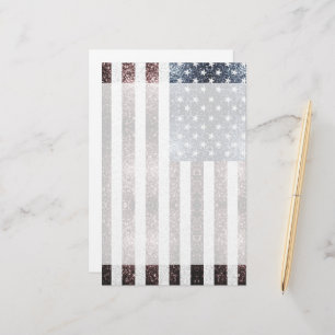 Rustiska Rött vitt blått miniatyrdiagram USA flagg Brevpapper
