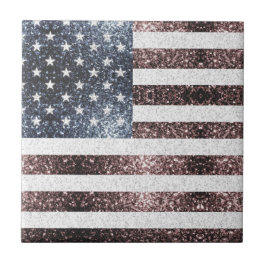 Rustiska Rött vitt blått miniatyrdiagram USA flagg Kakelplatta