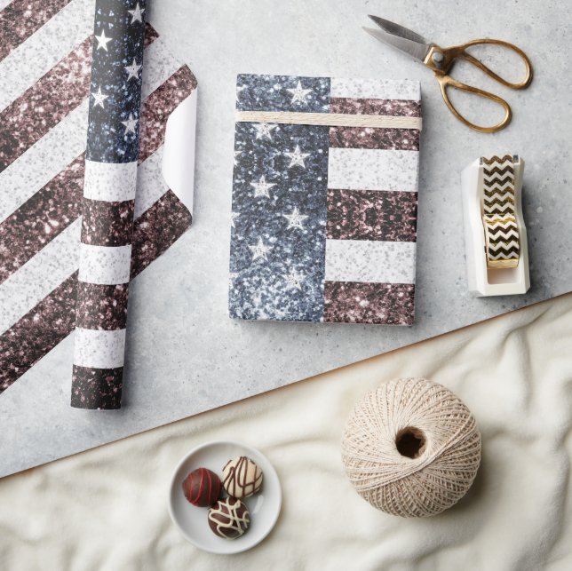 Rustiska Rött vitt blått miniatyrdiagram USA flagg Presentpapper (Hantverk)